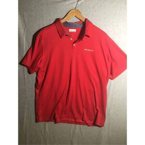 Mens Columbia Polo Red Casual Golfing Outdoors Wear Hiking Dressy Work